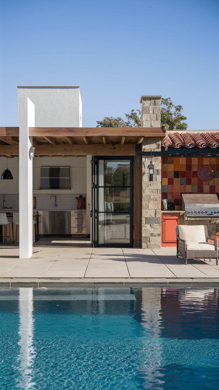 Thumbnail for Minimalist Boat Lift Pool House With Living Room